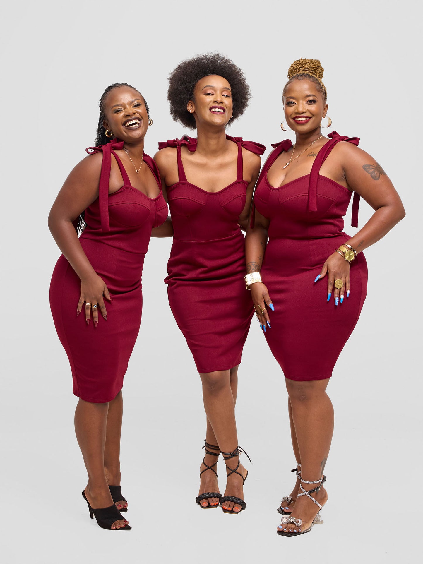 Valentina Knot Tie Dress - Burgundy