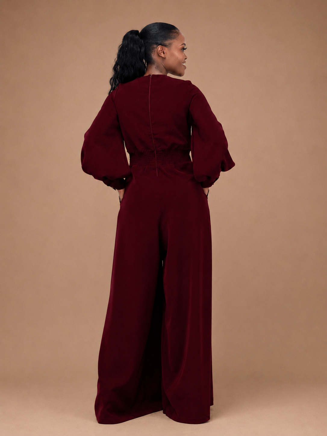 Nova Wide Leg Jumpsuit - Burgundy