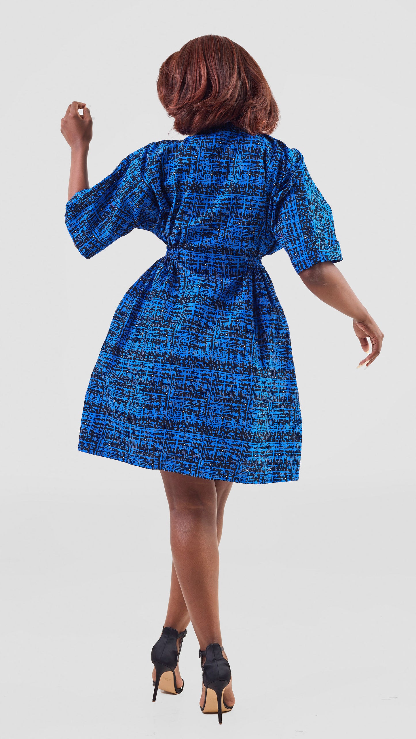 Cassandra Ankara Kaftan Dress - Abstract Blue Print
