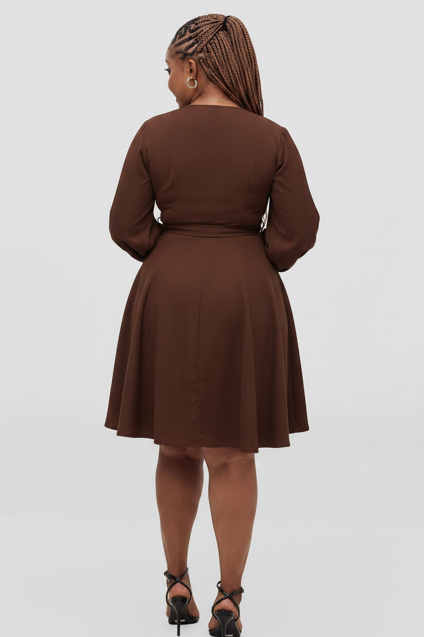 Adele Wrap Dress - Chocolate Brown