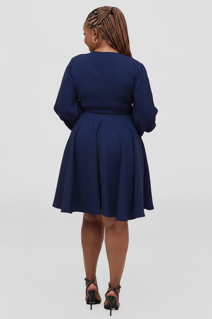 Adele Wrap Dress - Navy Blue