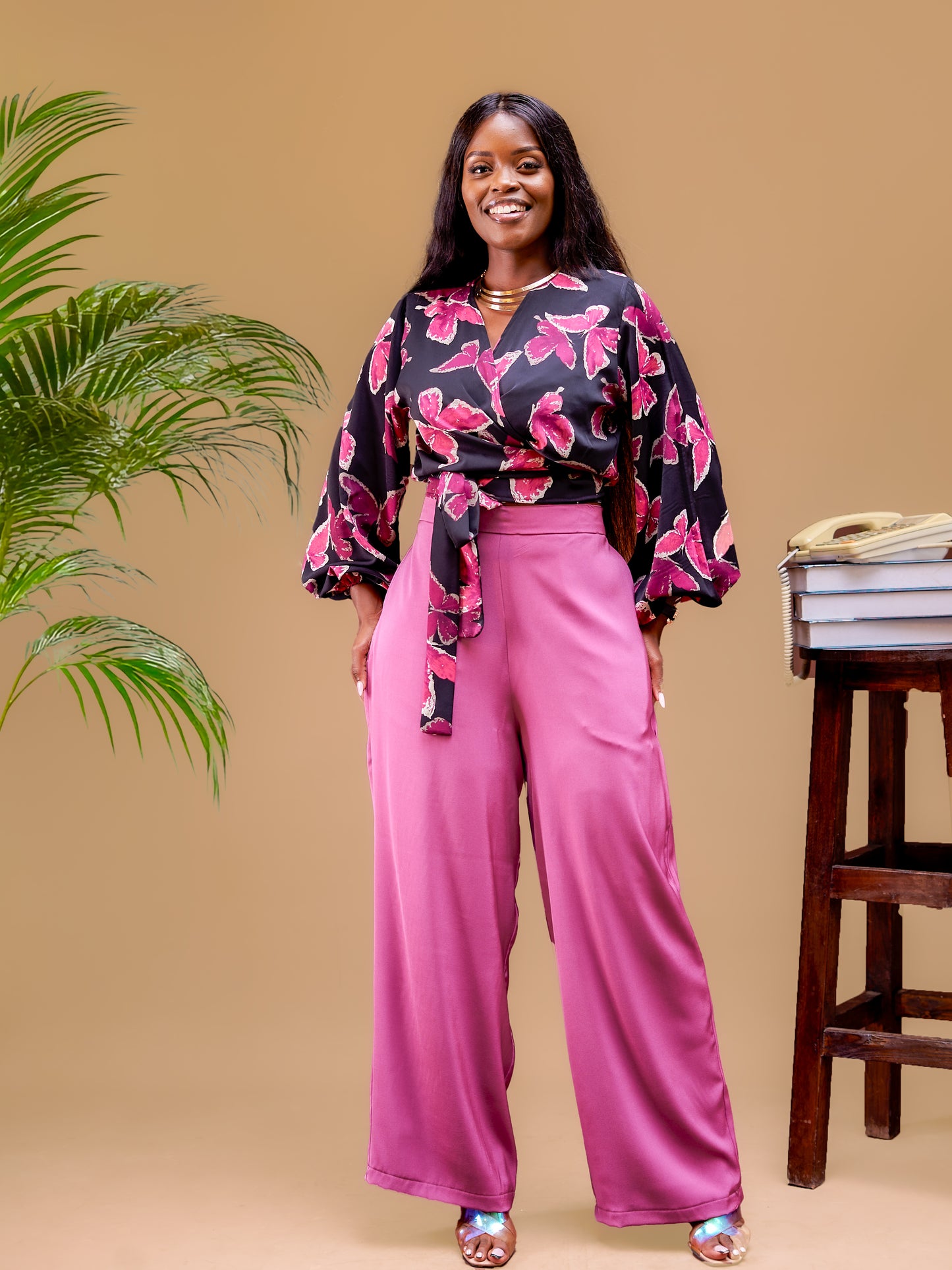 Jasmine Wrap Set - Rosewood Bloom Print