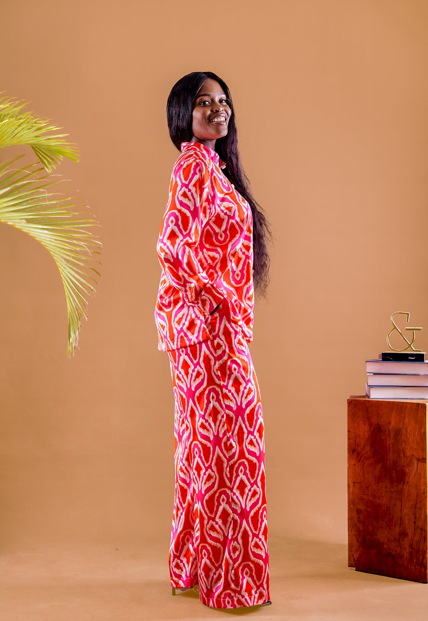 Lulu Two Piece Set - Abstract Red and White Print