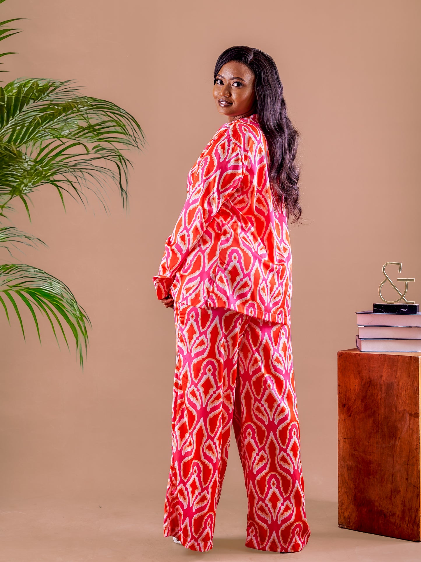 Lulu Two Piece Set - Abstract Red and White Print