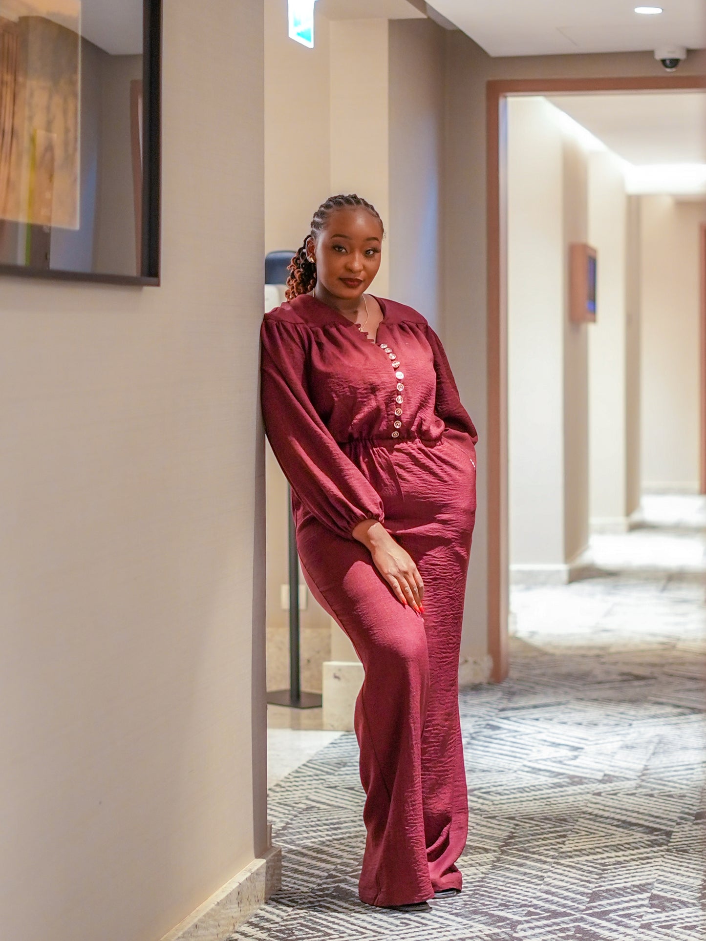 Elena Classic Jumpsuit - Burgundy