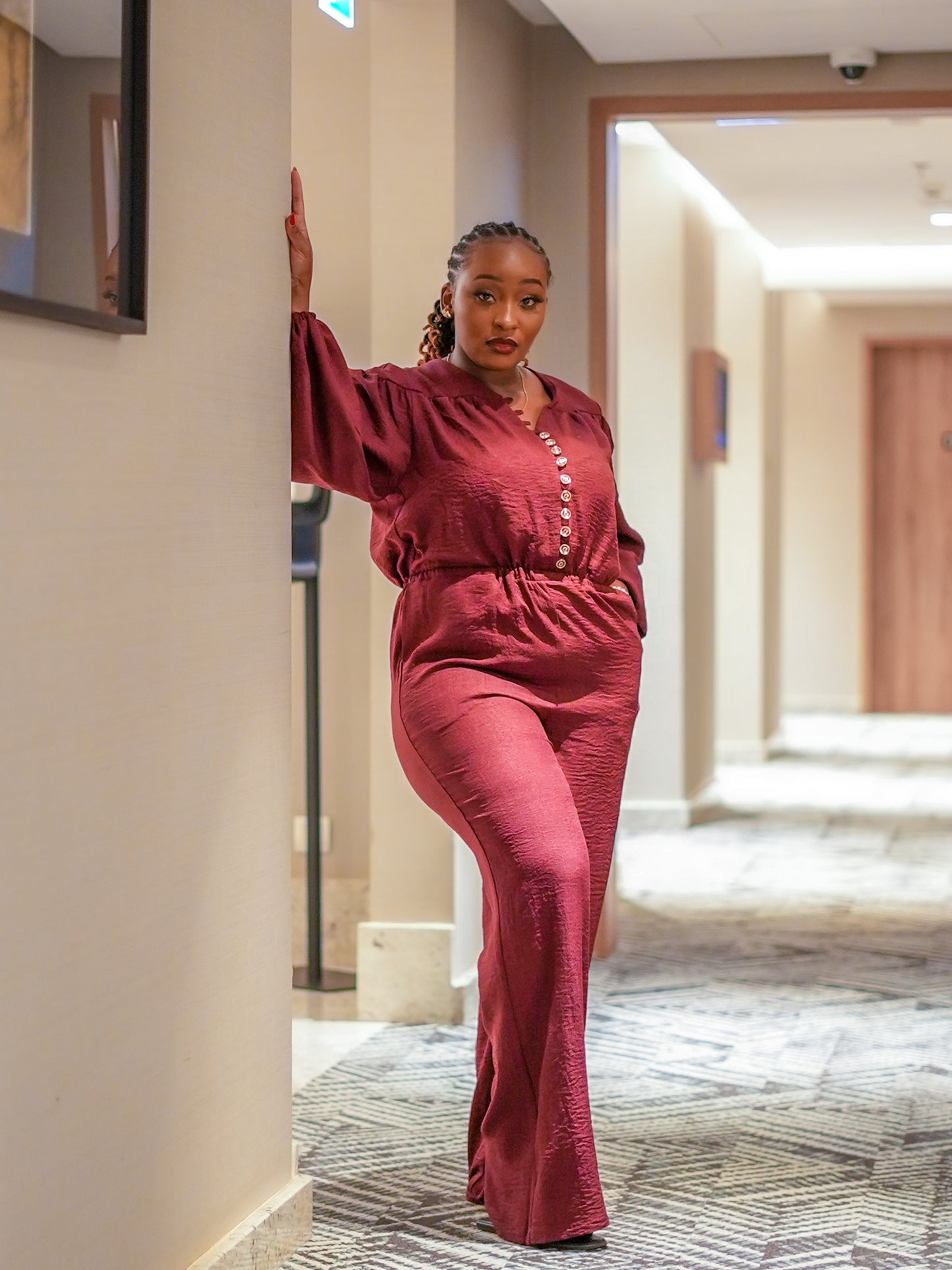Elena Classic Jumpsuit - Burgundy