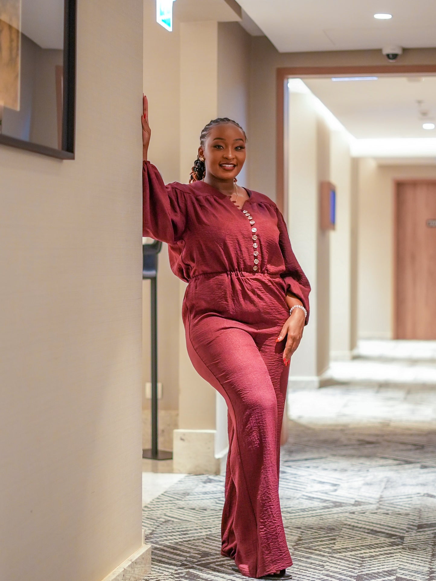Elena Classic Jumpsuit - Burgundy