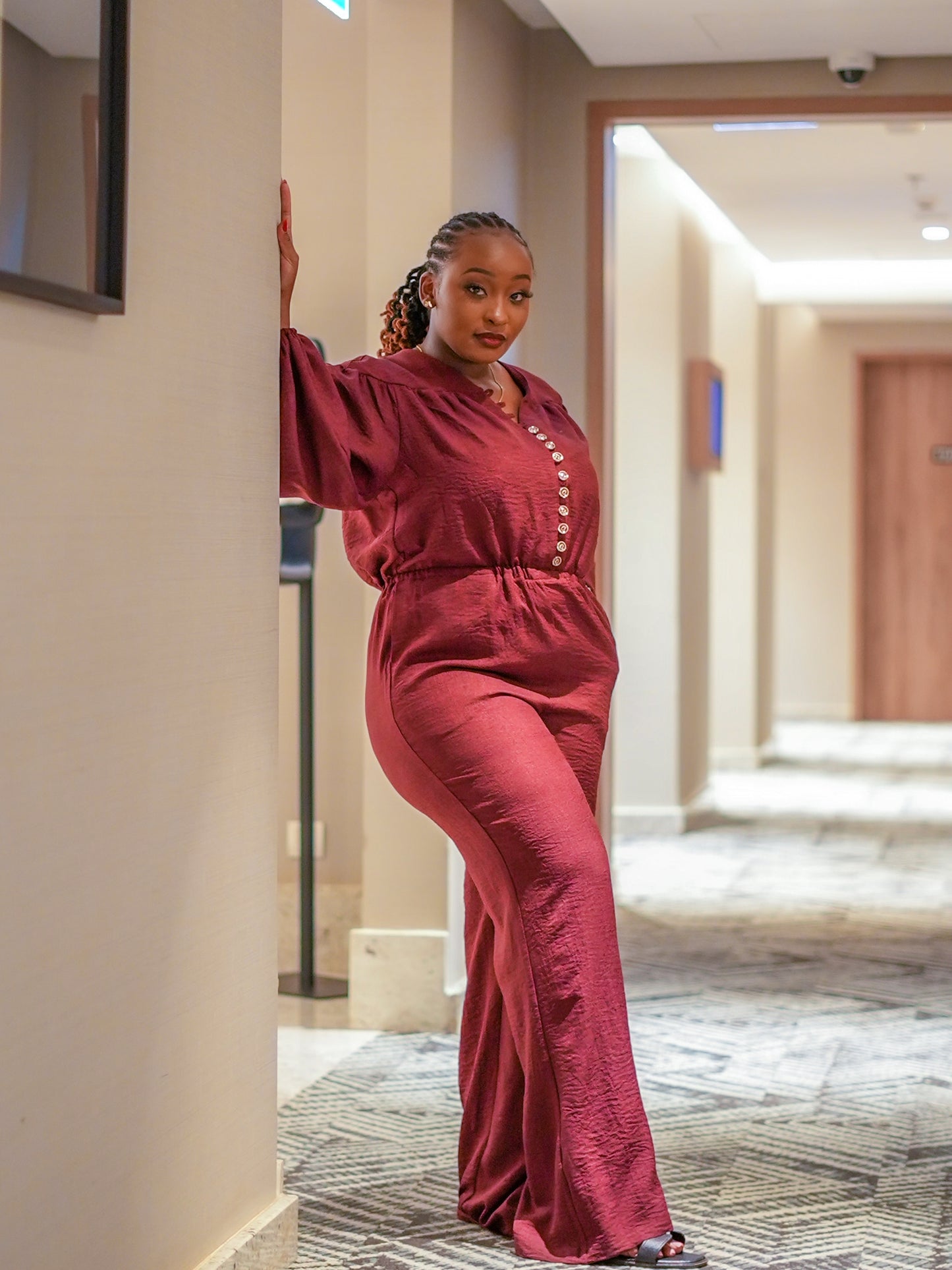 Elena Classic Jumpsuit - Burgundy