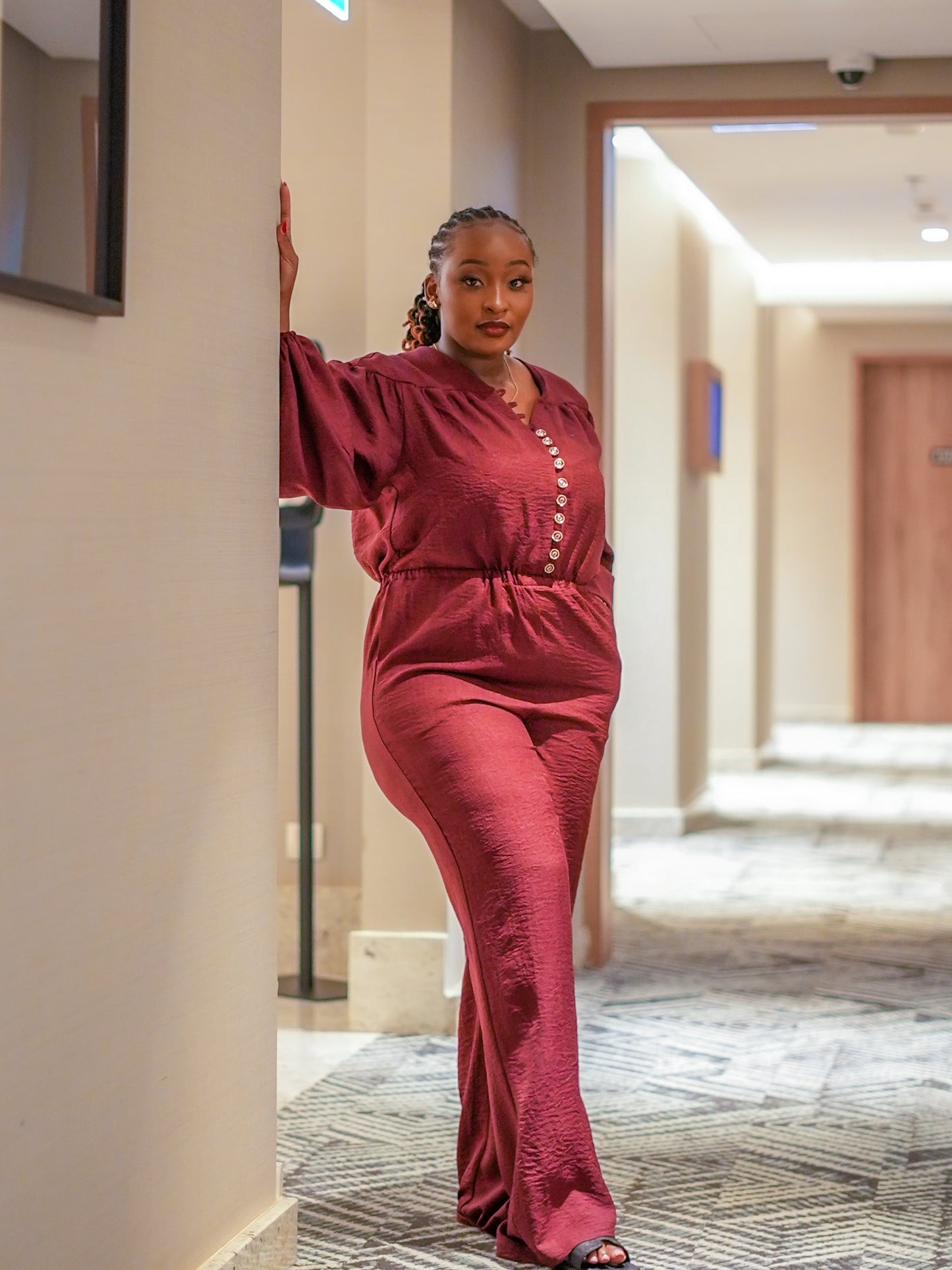 Elena Classic Jumpsuit - Burgundy