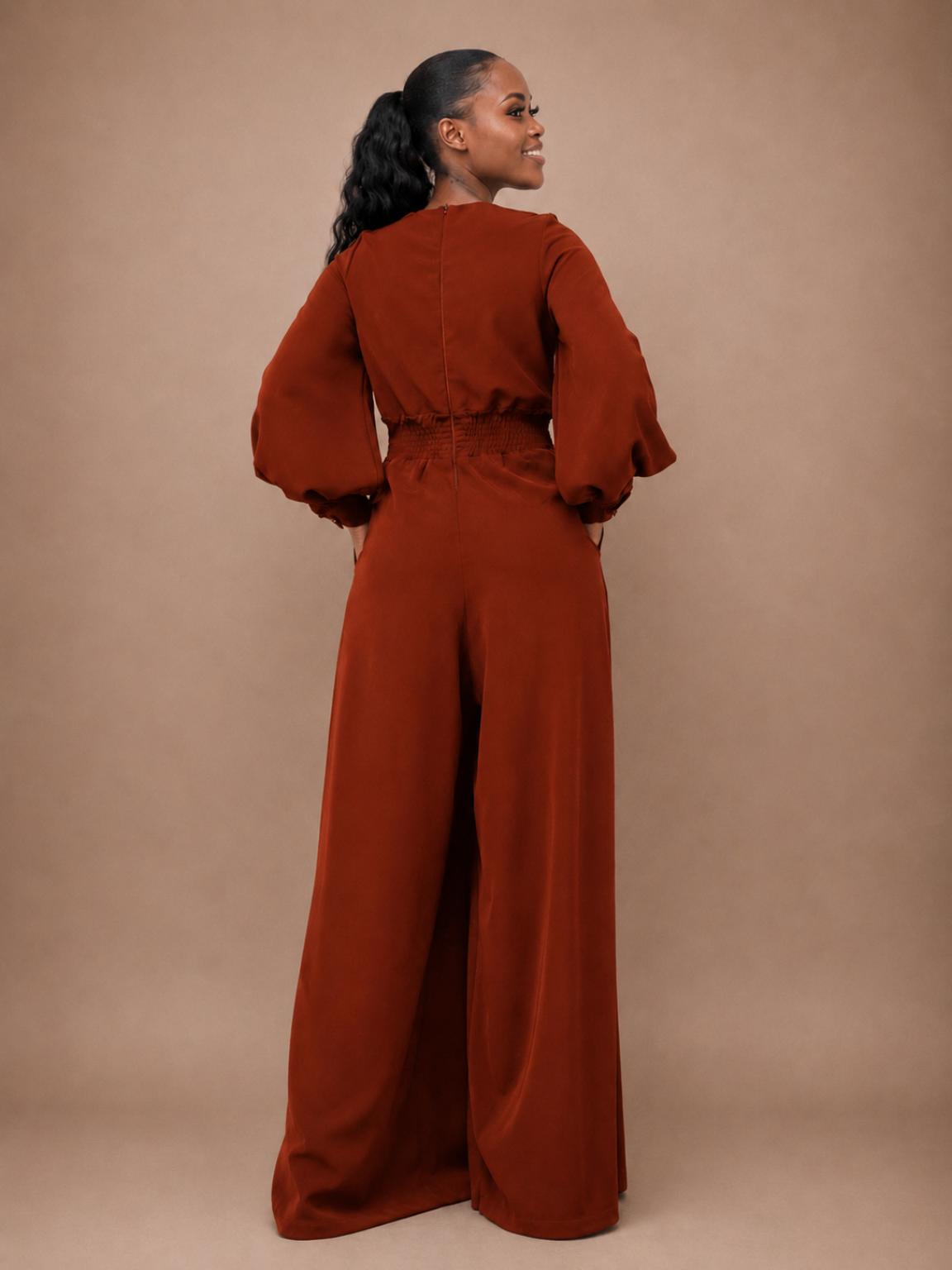 Nova Wide Leg Jumpsuit - Rust Brown
