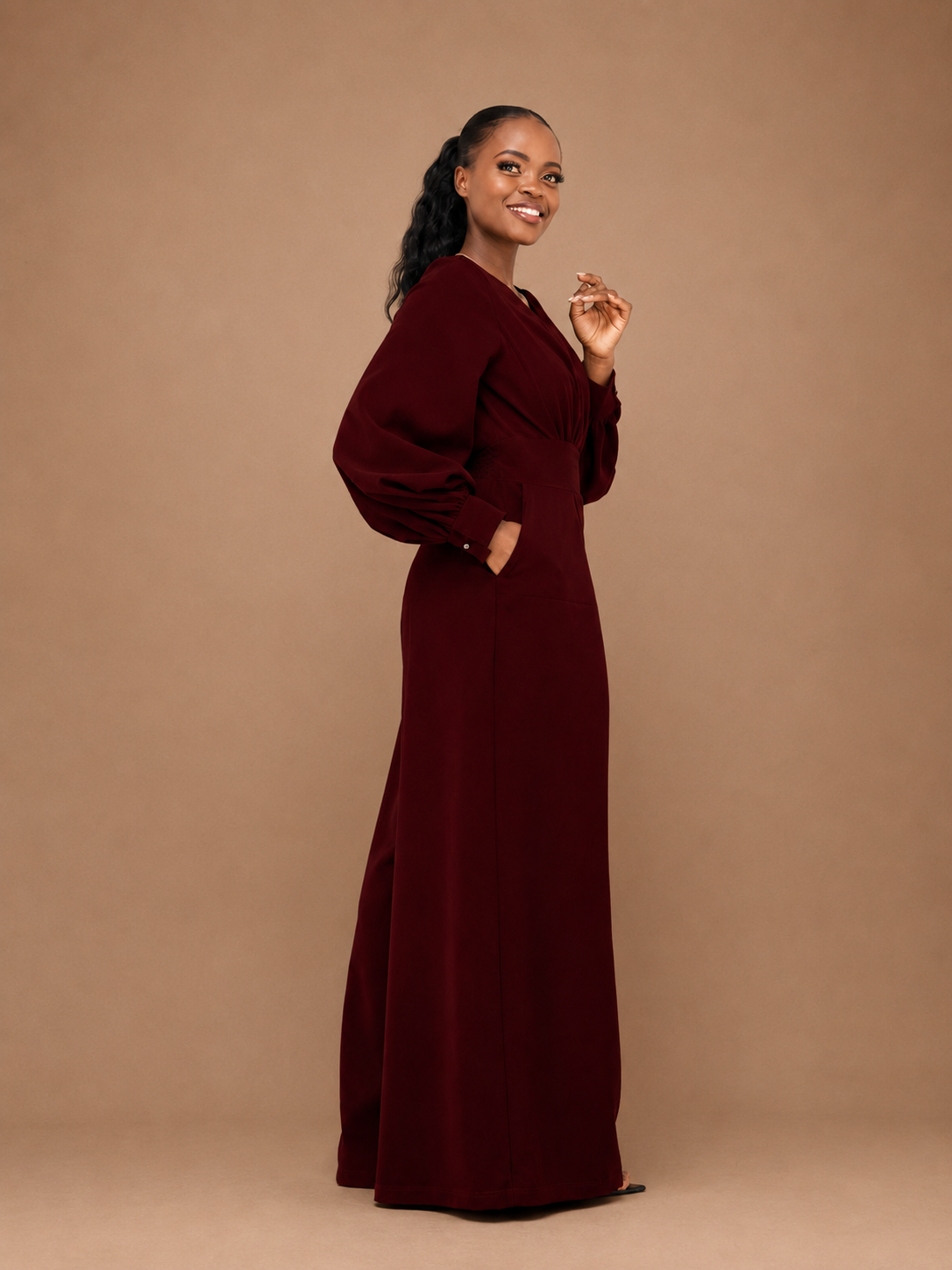 Nova Wide Leg Jumpsuit - Burgundy