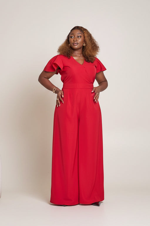 Ela Wide-Leg Jumpsuit - Red