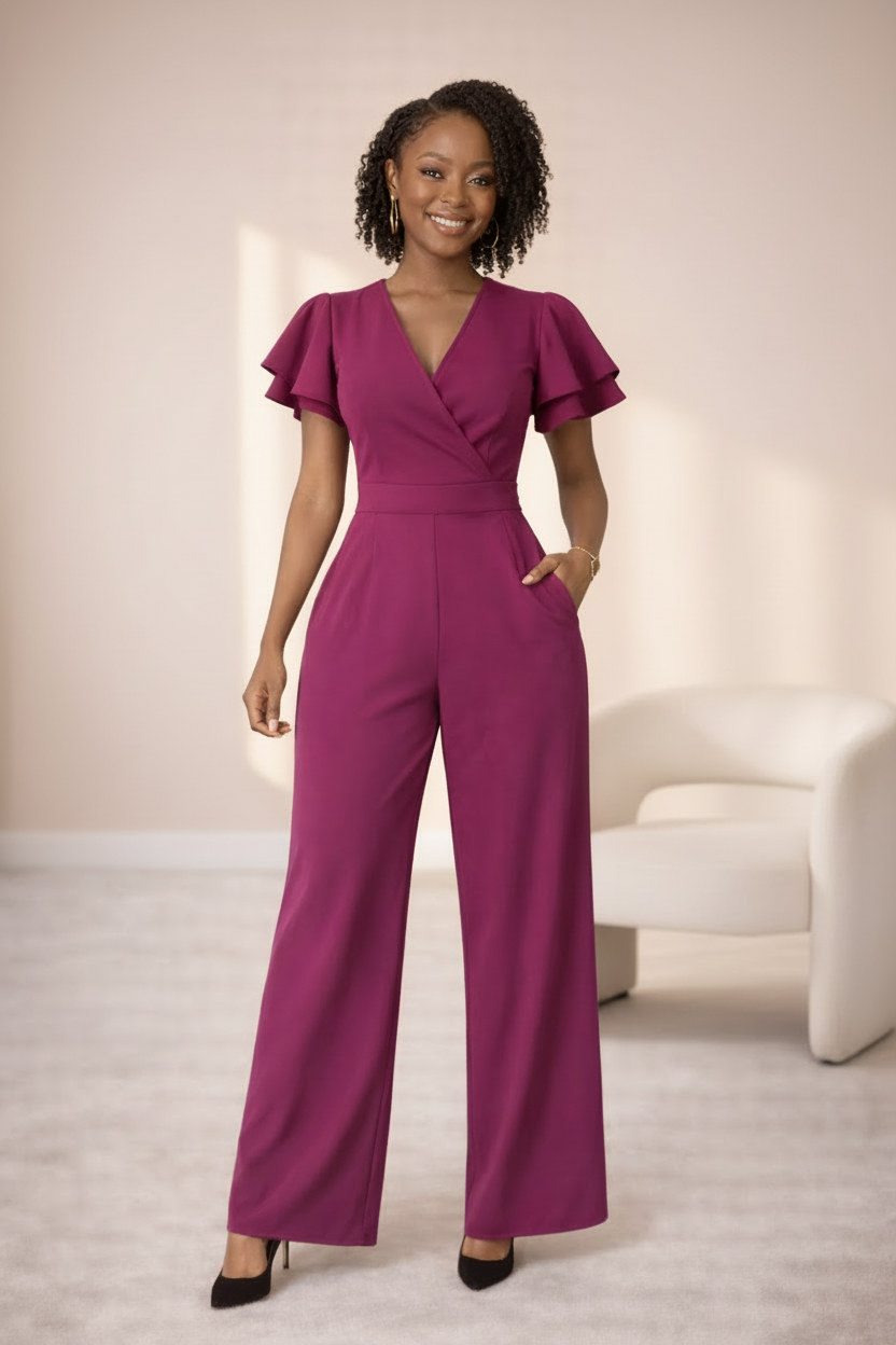 Ela Wide-Leg Jumpsuit - Blackcurrent