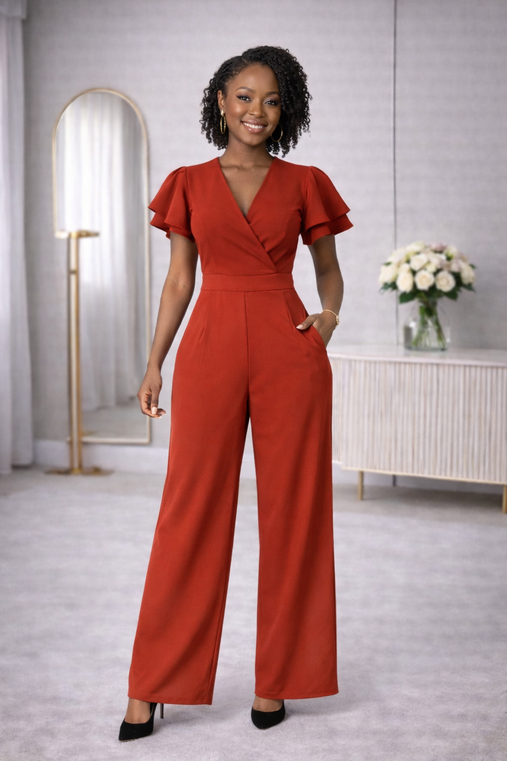 Ela Offcial Jumpsuit - Rust Brown