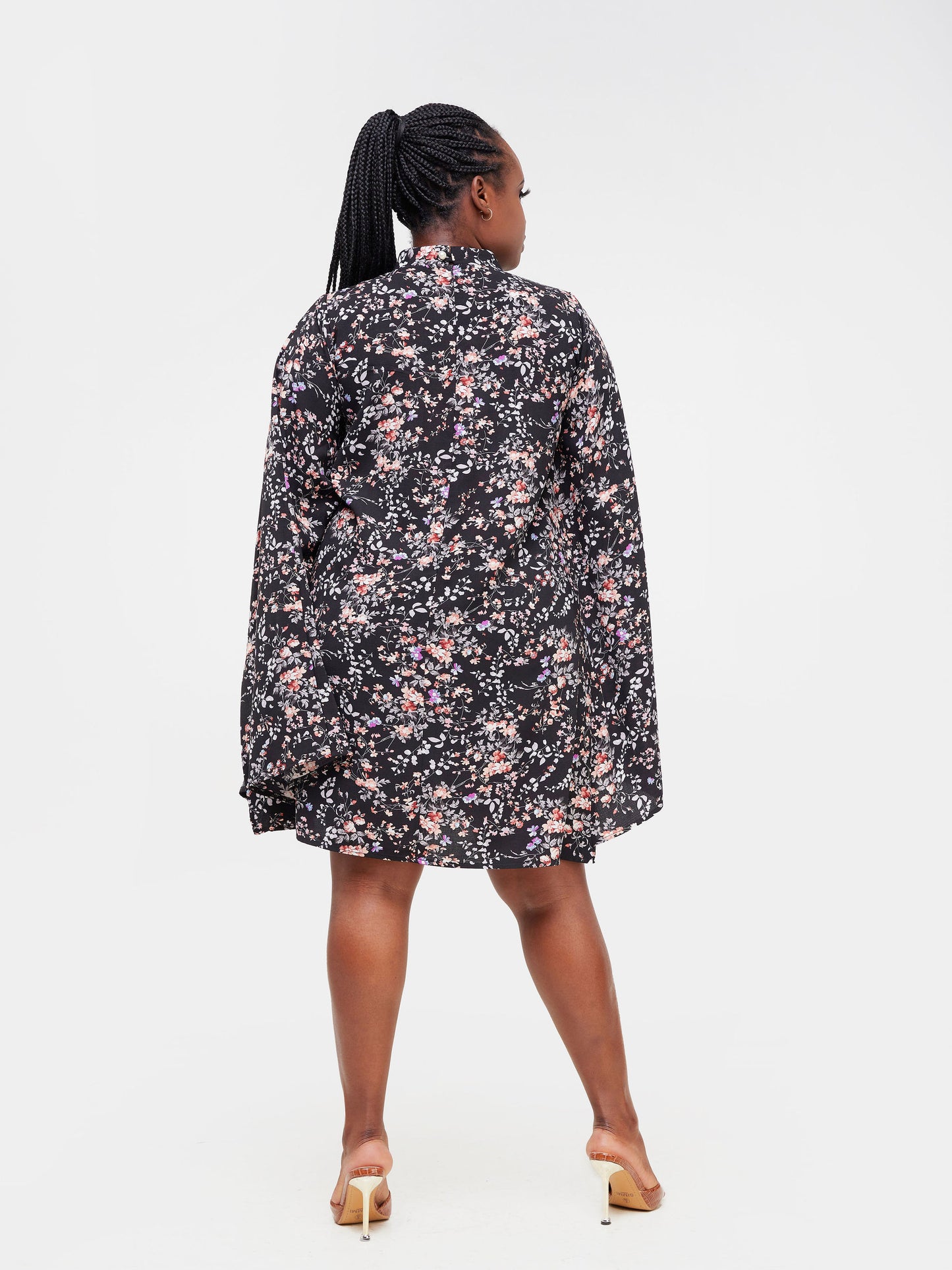 Ayanna Cape Dress - Floral Black