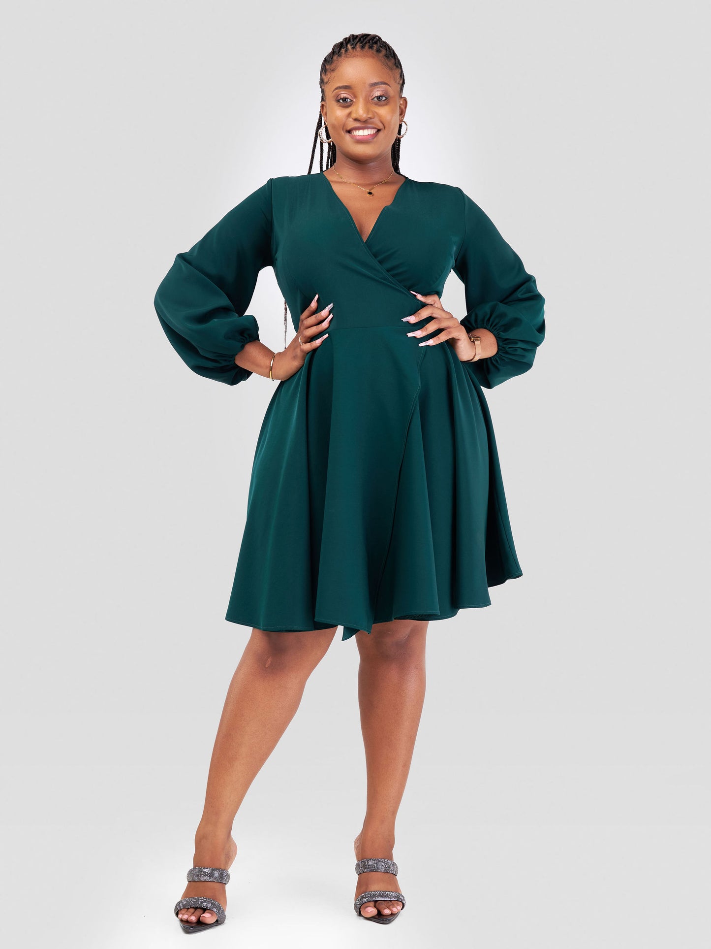 Adele Wrap Dress - Emerald Green