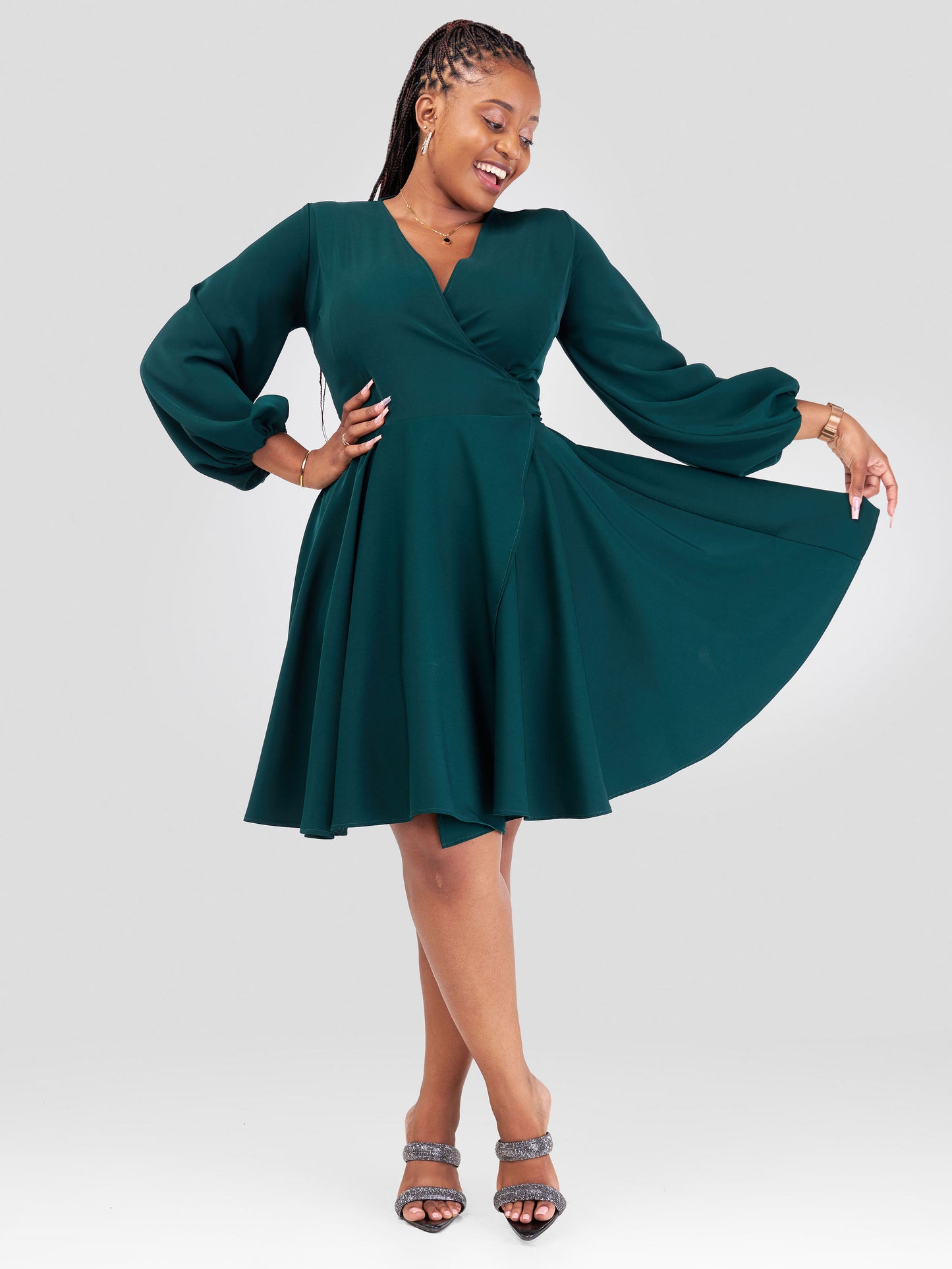 Adele Wrap Dress - Emerald Green