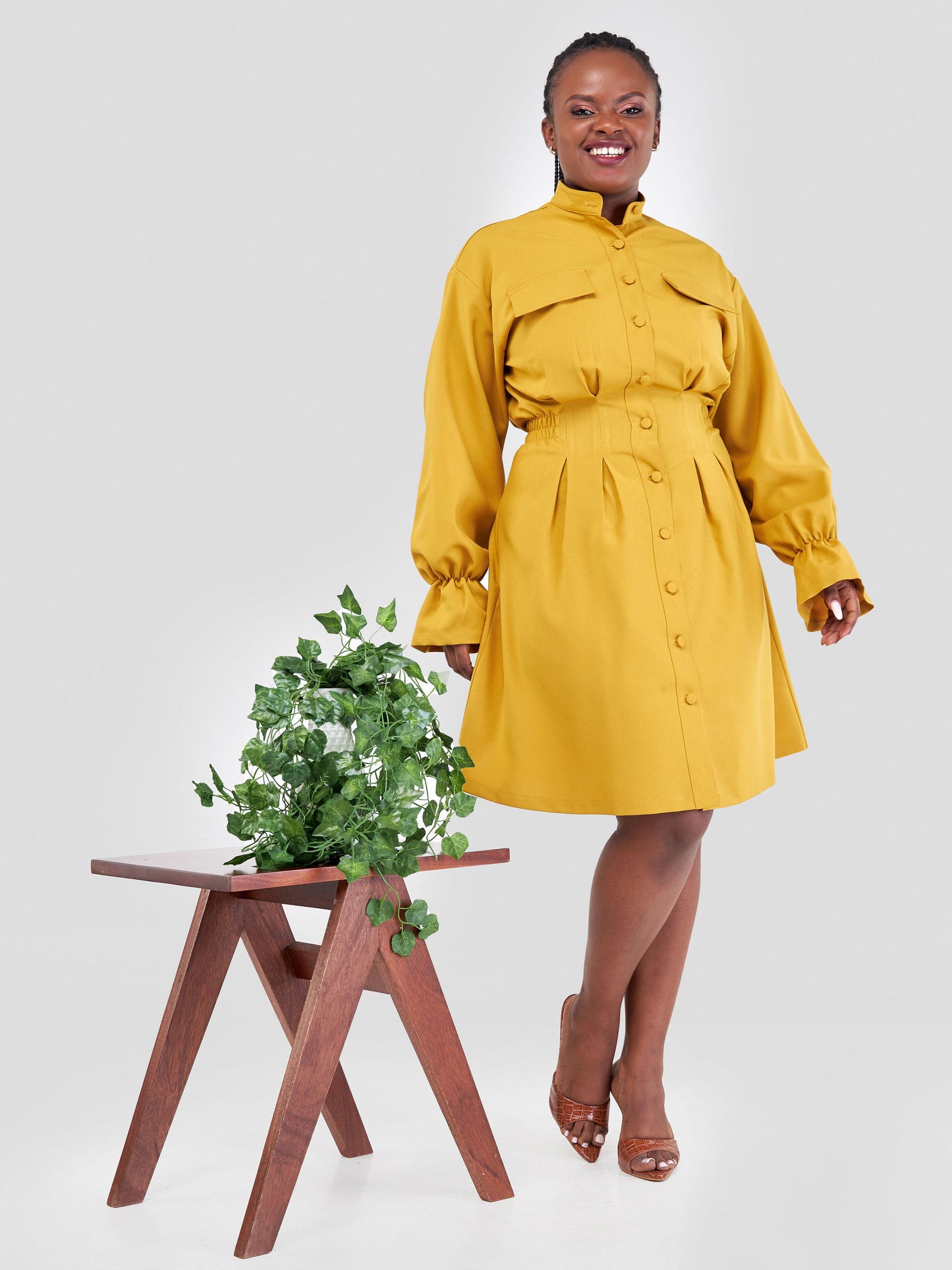 Mia Shift Dress - Mustard