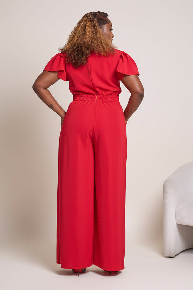 Ela Wide-Leg Jumpsuit - Red
