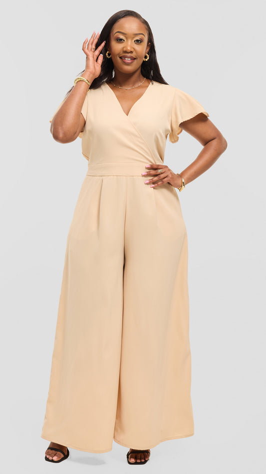 Ela Wide-Leg Jumpsuit - Soft Beige