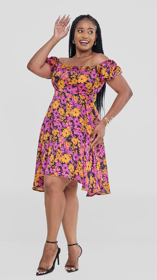 Sasha Blossom Floral Dress – Purple Print