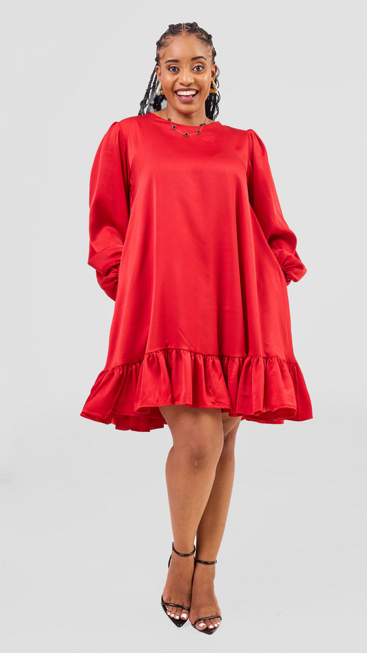 Valerie Shift Dress - Red