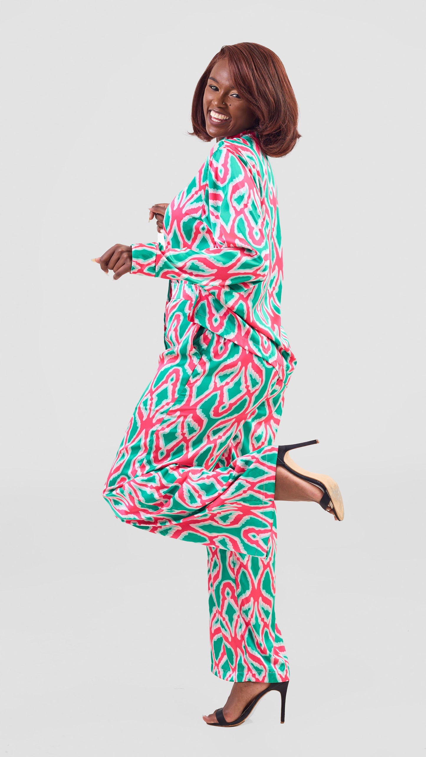Lulu Two Piece Set - Abstract Red and Green Print