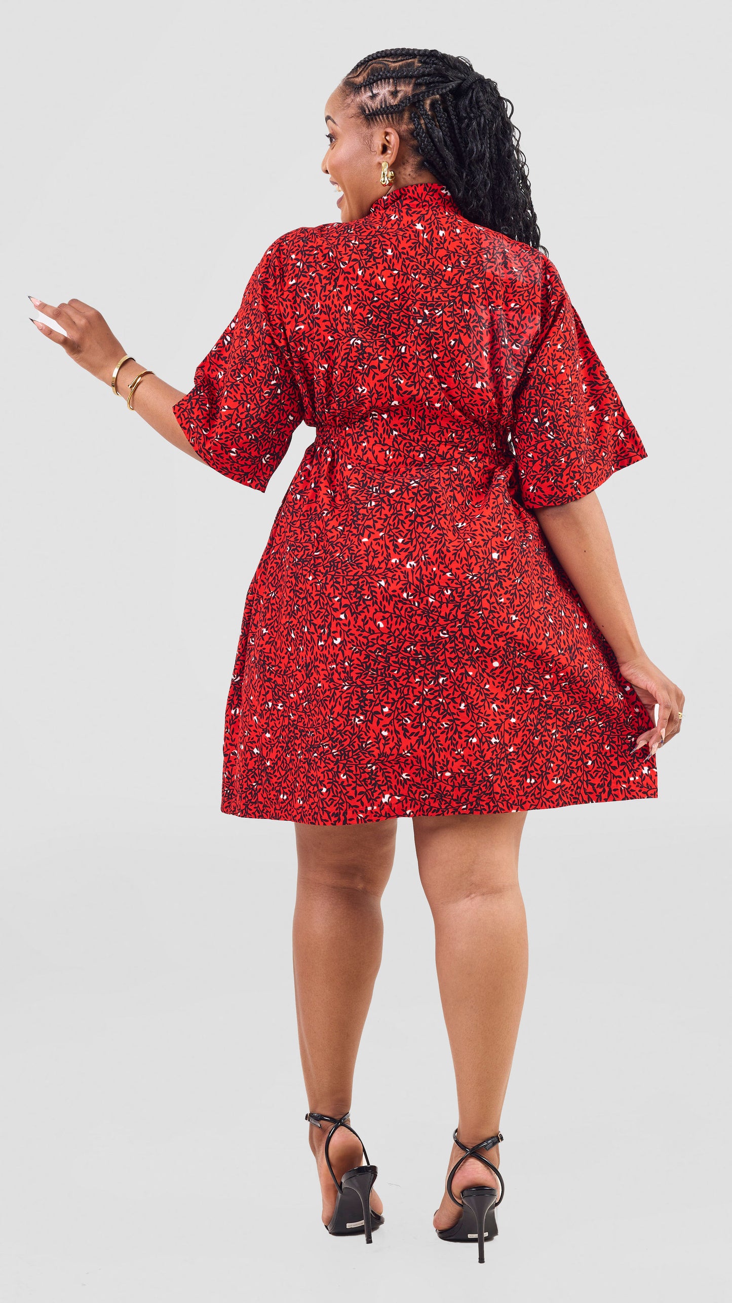 Cassandra Ankara Kaftan Dress - Abstract Red Print