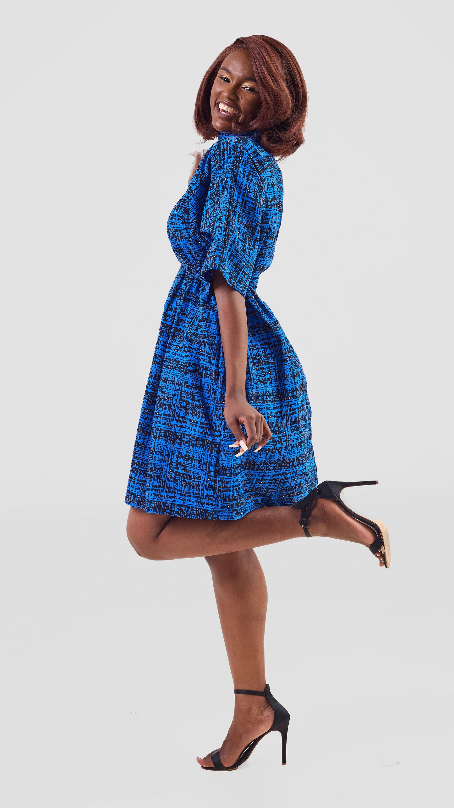 Cassandra Ankara Kaftan Dress - Abstract Blue Print