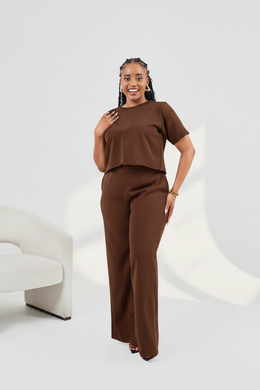 Zaria Two Piece Set - Chocolate Brown