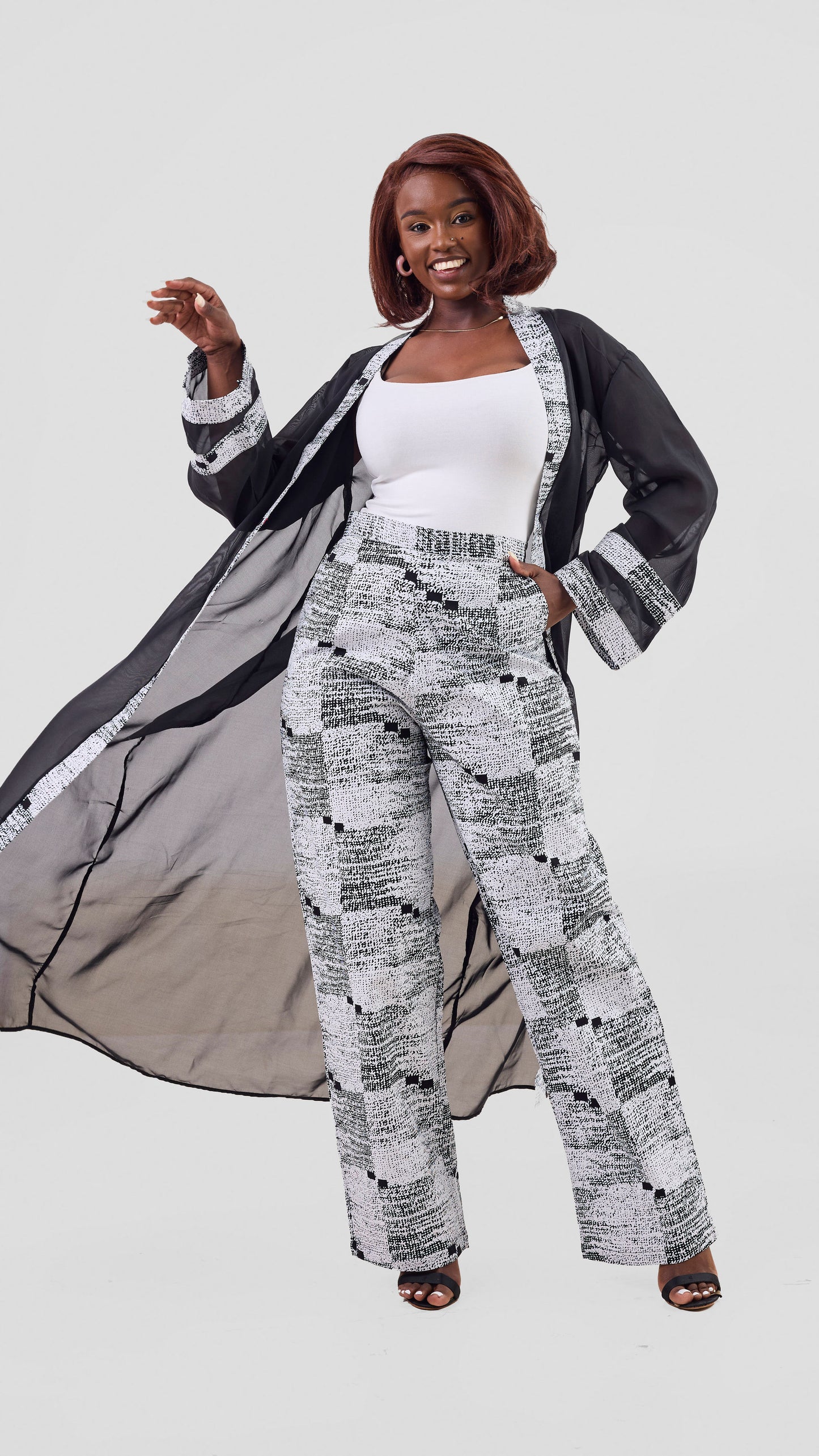 Vivienne Floral Two-piece Set - Contemporary Black and White Print