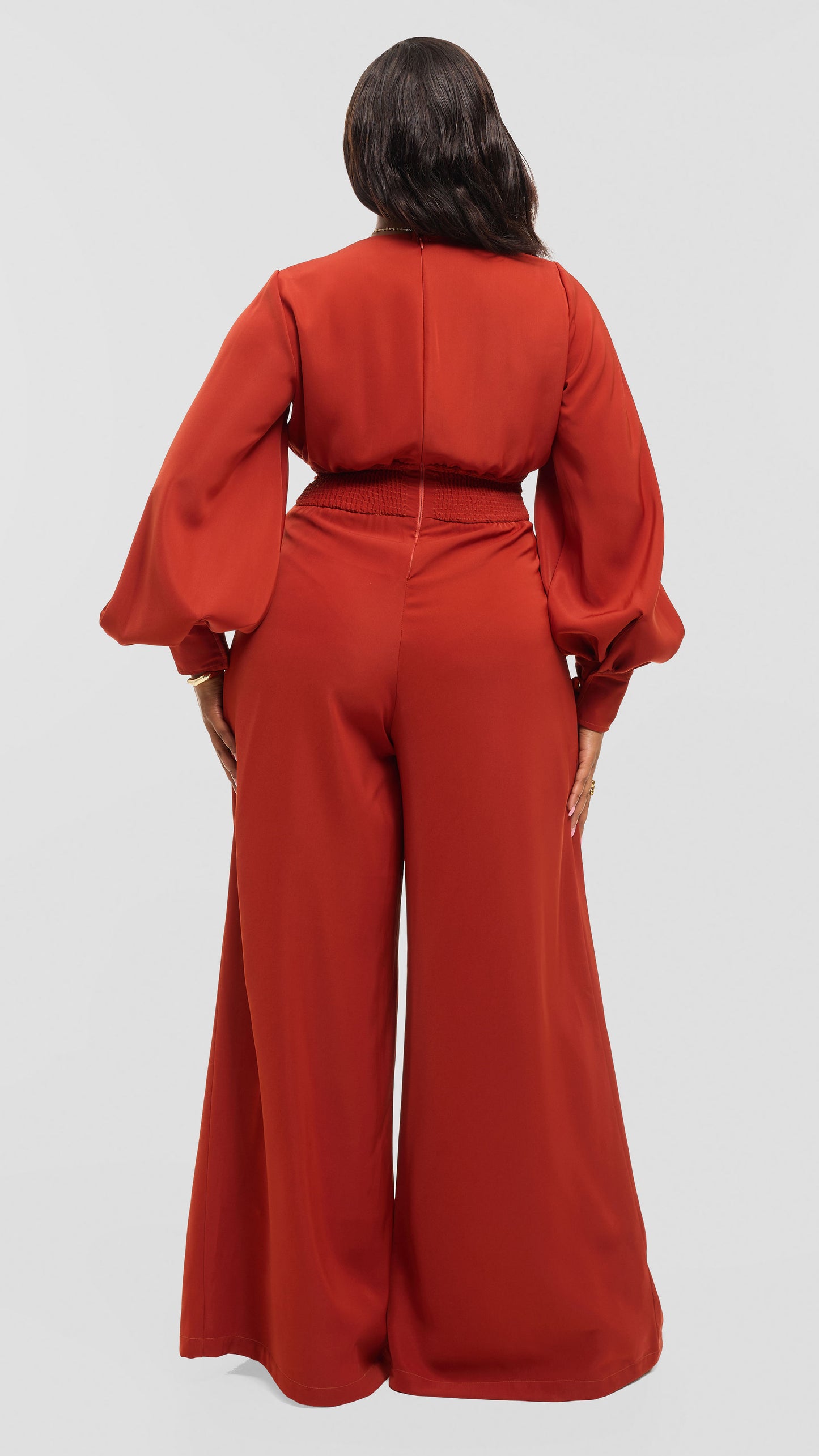 Nova Wide Leg Jumpsuit - Rust Brown
