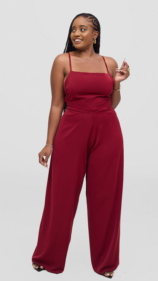 Amara Wrap Jumpsuit - Maroon