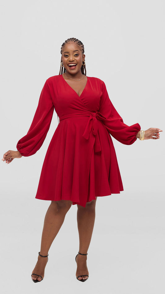 Adele Wrap Dress - Red
