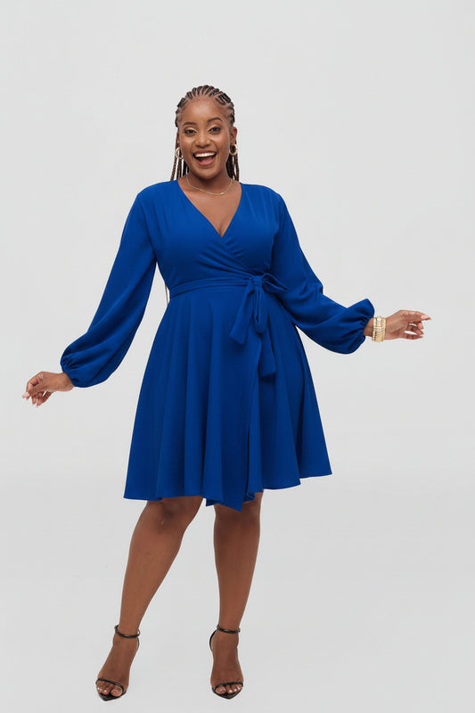 Adele Wrap Dress - Royal Blue