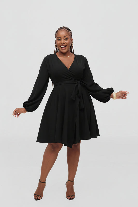 Adele Wrap Dress - Black