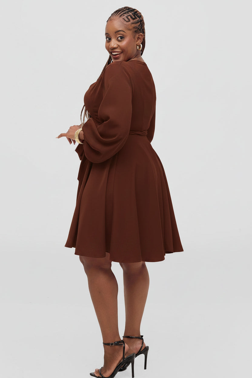 Adele Wrap Dress - Chocolate Brown
