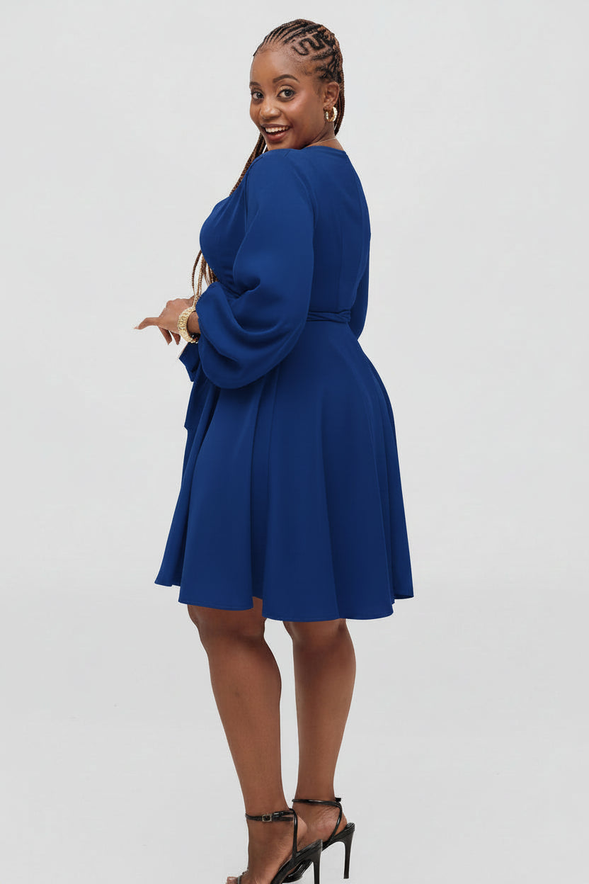 Adele Wrap Dress - Royal Blue
