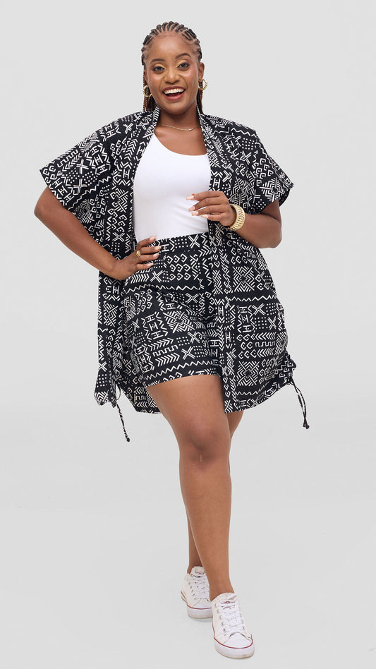 Asiya Short Set - Tribal Black & White Print