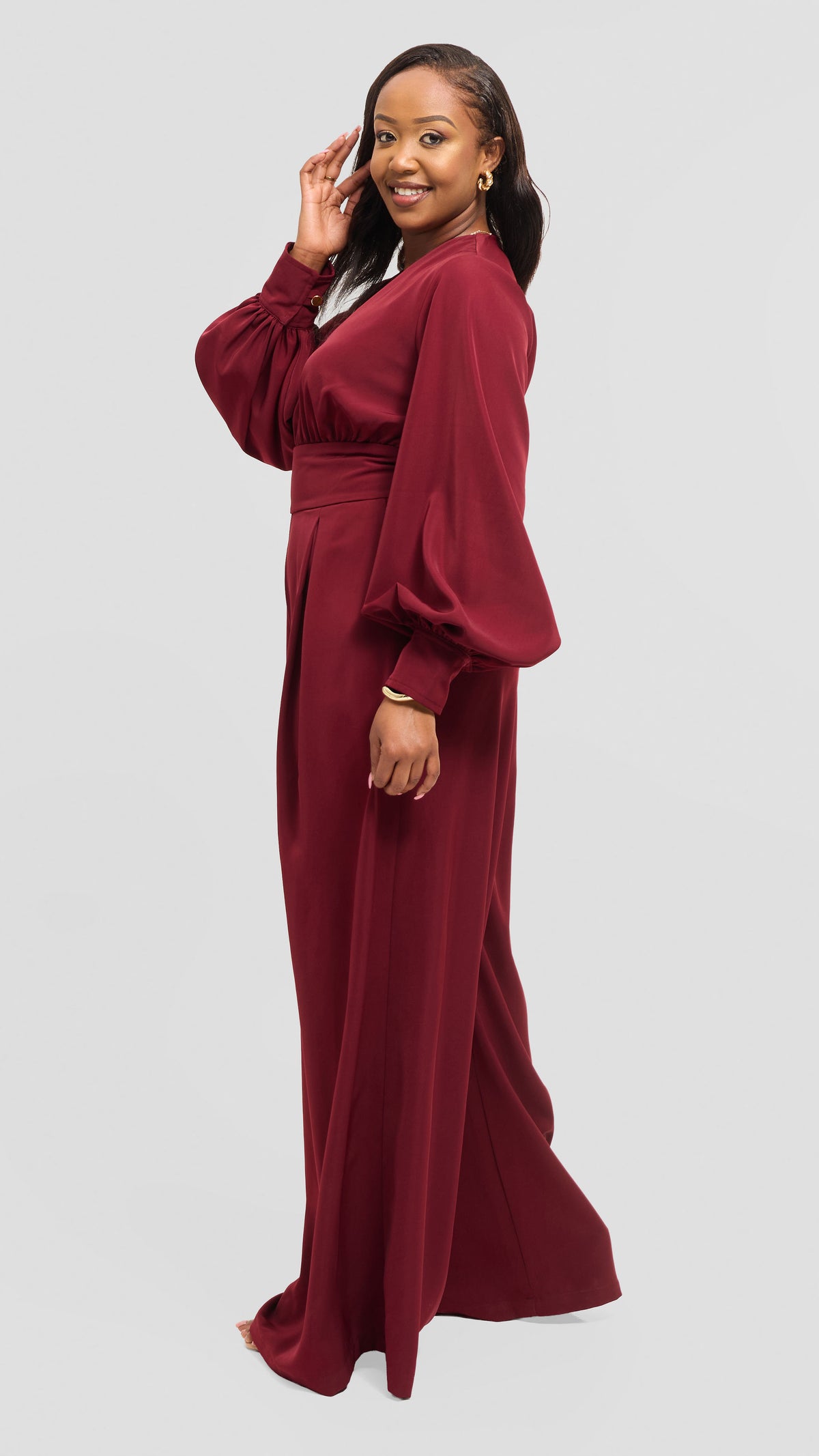 Nova Wide Leg Jumpsuit - Burgundy
