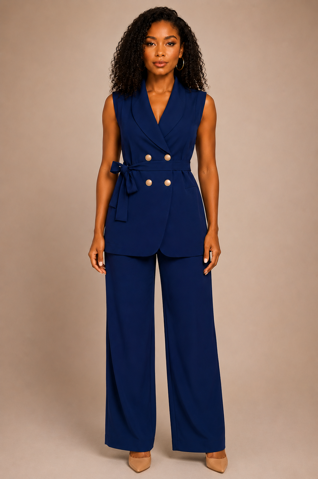 The Victoria Wide-Leg Pants - Navy Blue