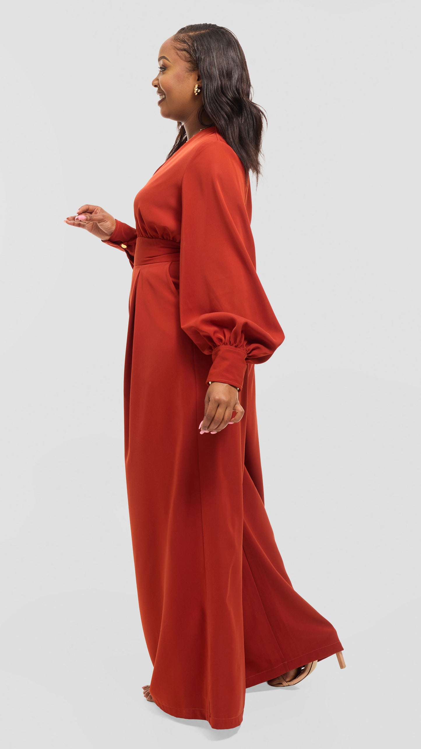 Nova Wide Leg Jumpsuit - Rust Brown