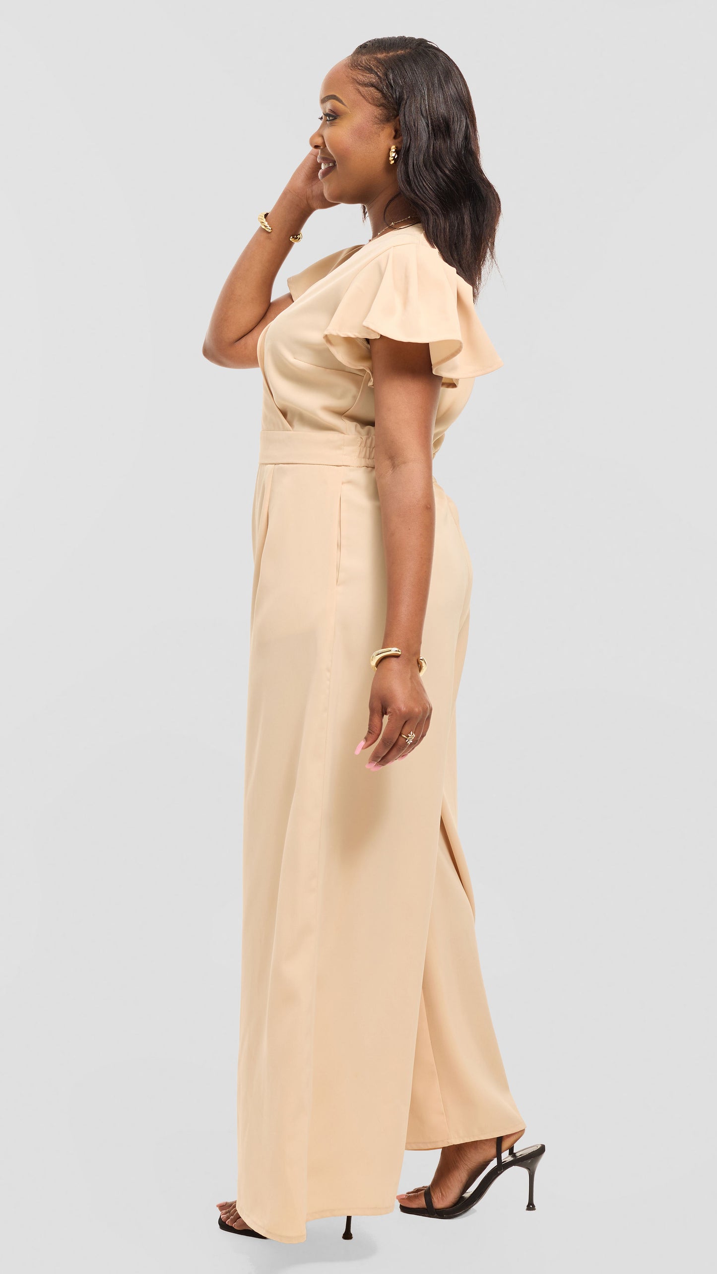 Ela Wide-Leg Jumpsuit - Soft Beige