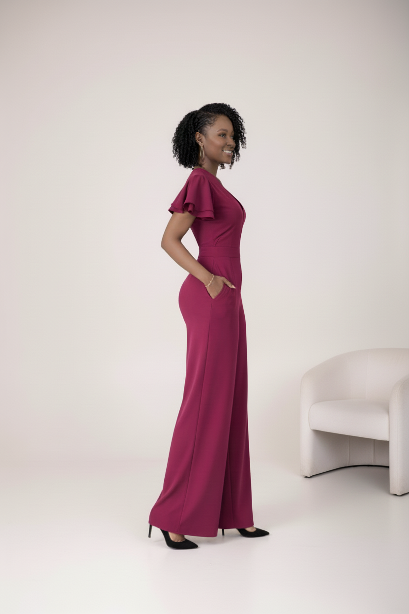 Ela Wide-Leg Jumpsuit - Blackcurrent