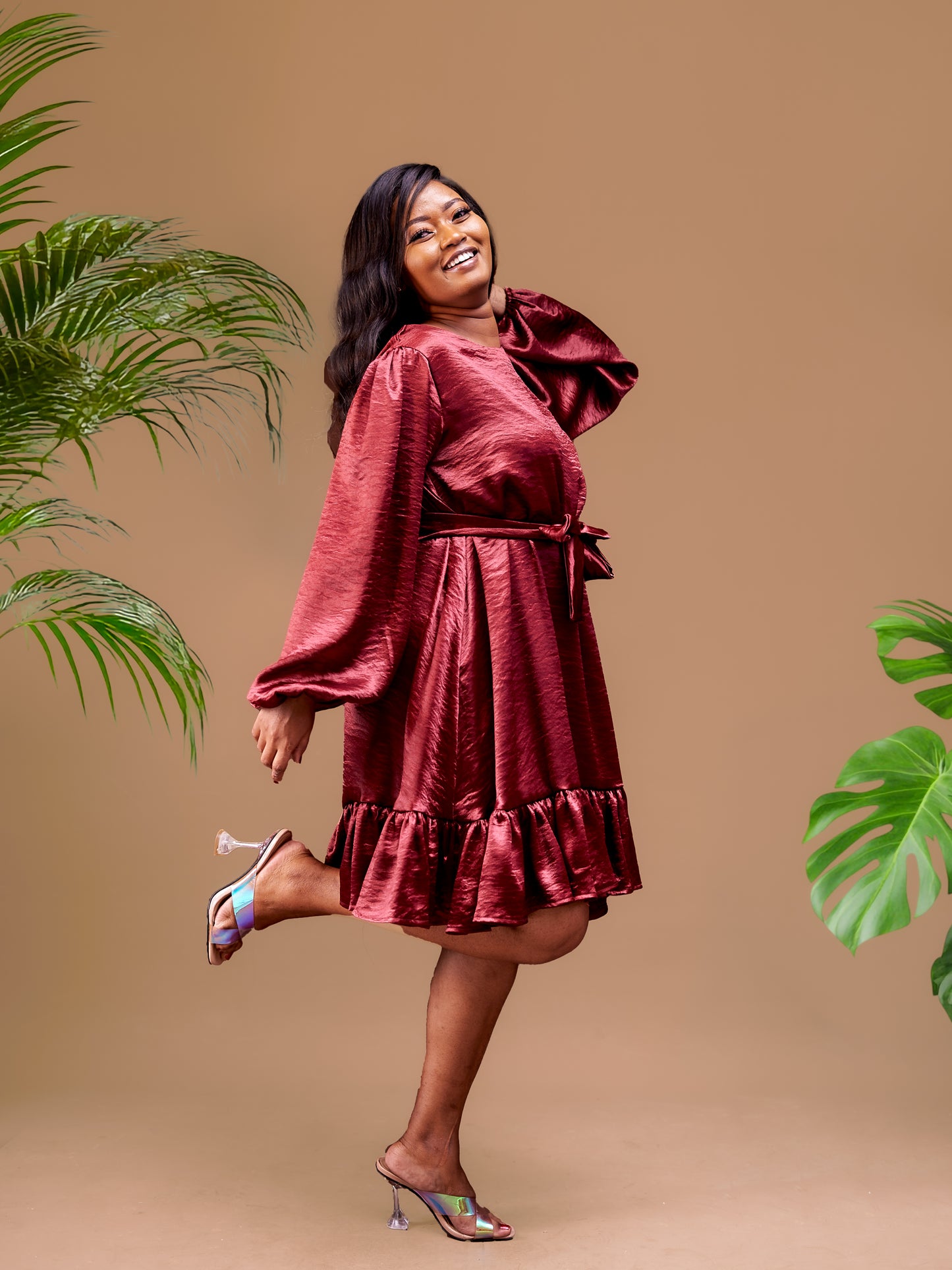 Valerie Shift Dress - Burgundy
