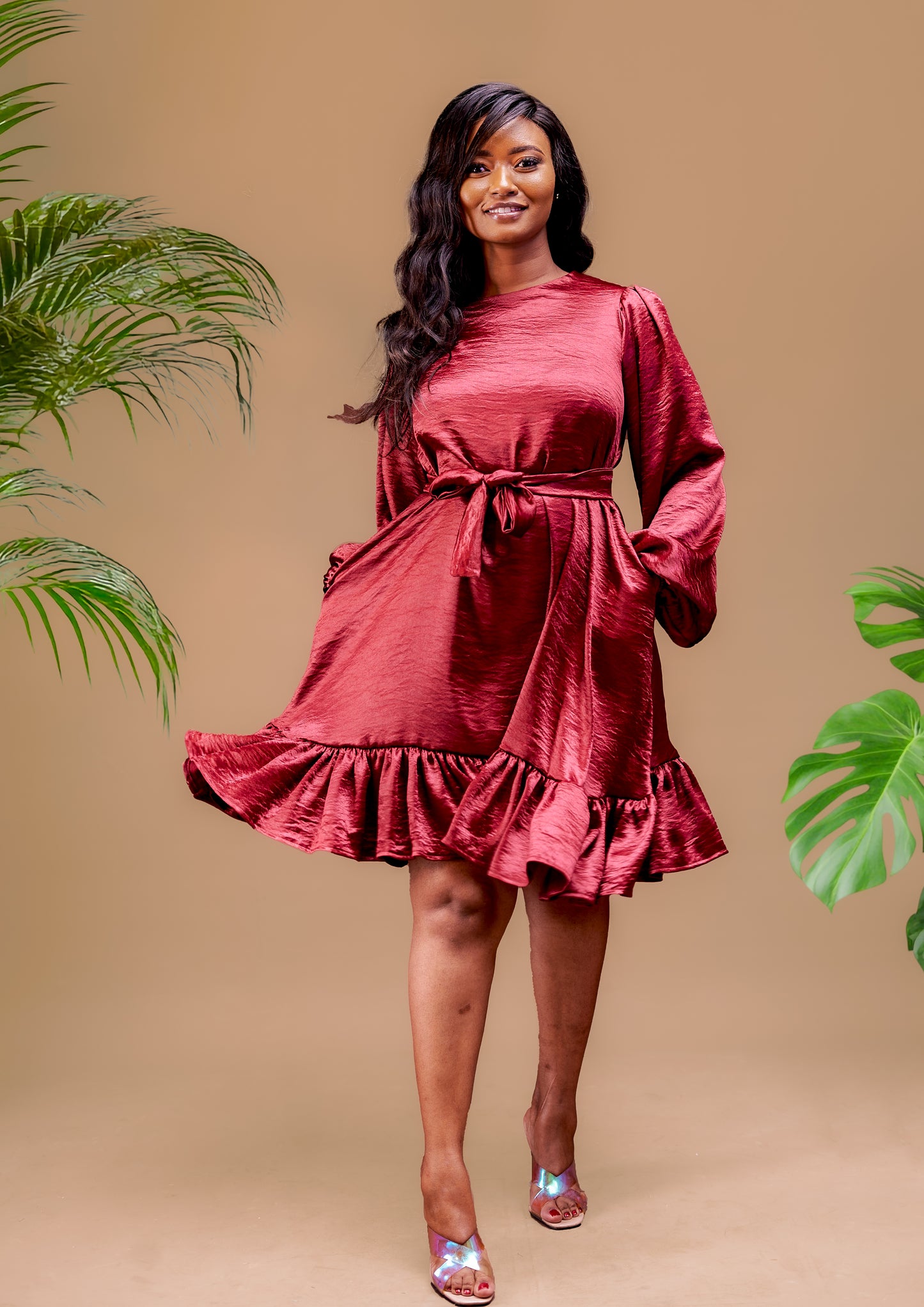 Valerie Shift Dress - Burgundy