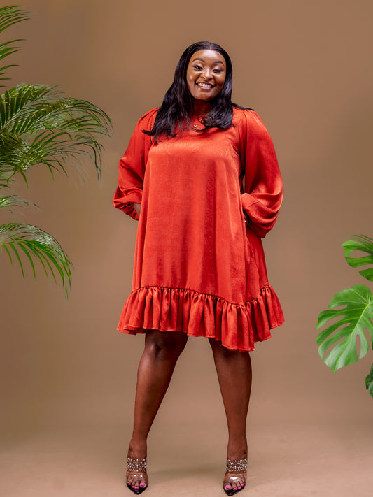 Valerie Shift Dress - Rust Brown