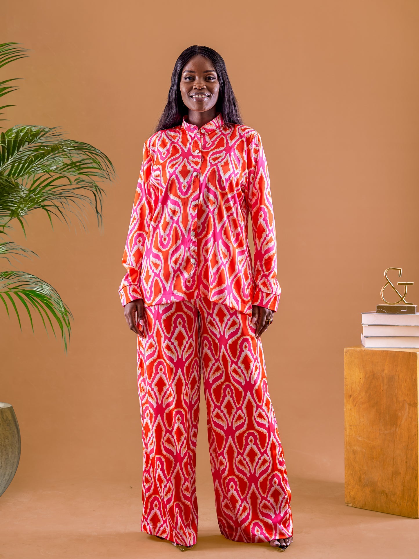 Lulu Two Piece Set - Abstract Red and White Print