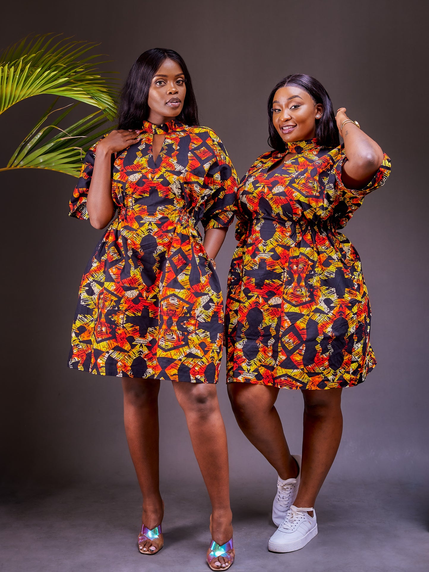 Cassandra Ankara Kaftan Dress - Abstract Black Print