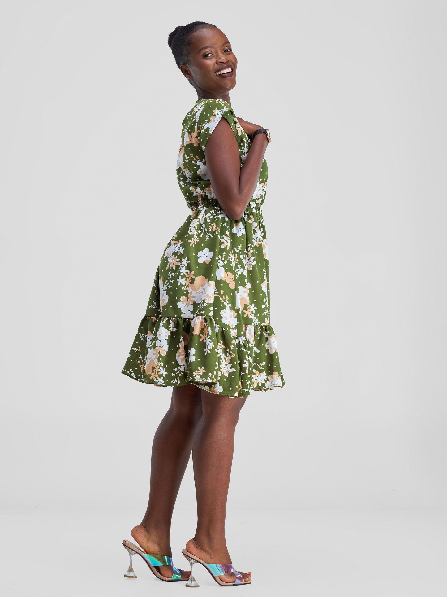 Ivy Floral Dress - Green Print